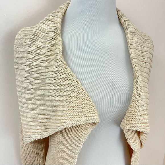 Peruvian Connection Cotton Open Front Cardigan Cream S - Picture 2 of 7